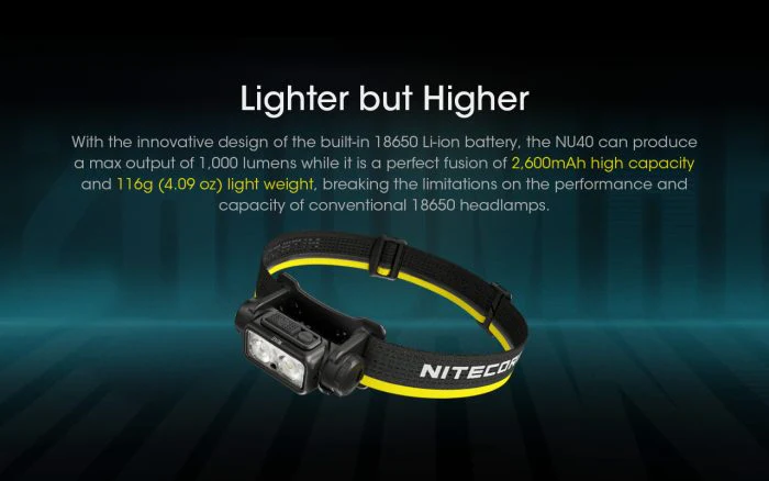 Nitecore NU40 Compact Lightweight Headlamp 1000 Lumens - Image 8