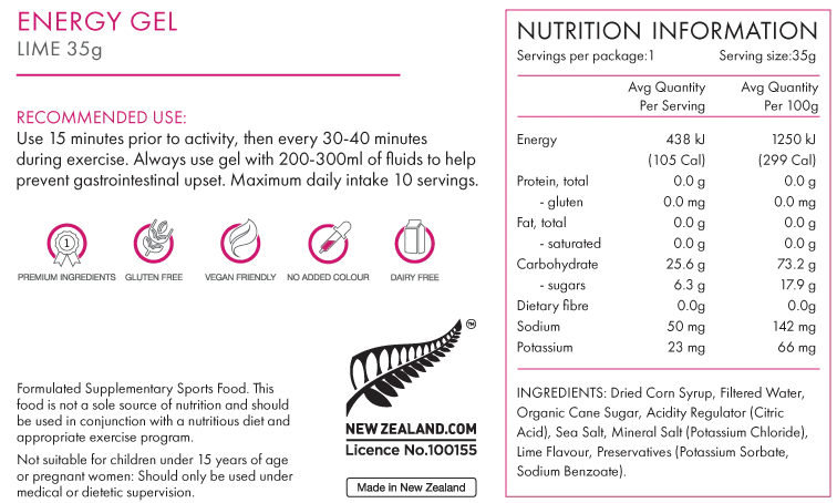 PeakFuel Lime 35g Energy Gels - Box of 5 - Image 3