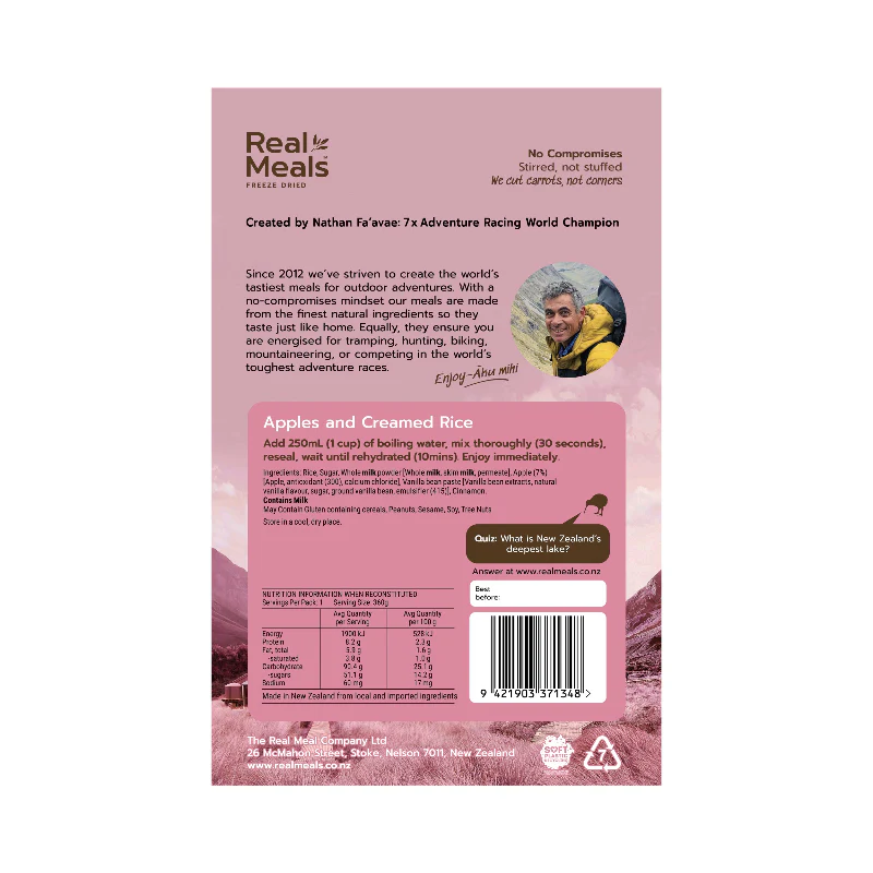 Real Meals Apples and Creamed Rice Freeze Dried Meal - Image 2