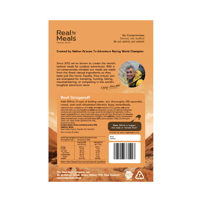 Real Meals Beef Stroganoff Freeze Dried Meal - Image 2