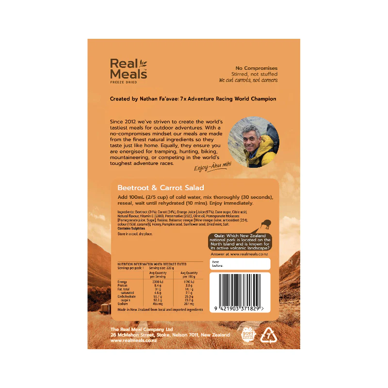 Real Meals Beetroot and Carrot Salad Freeze Dried Meal - Image 2