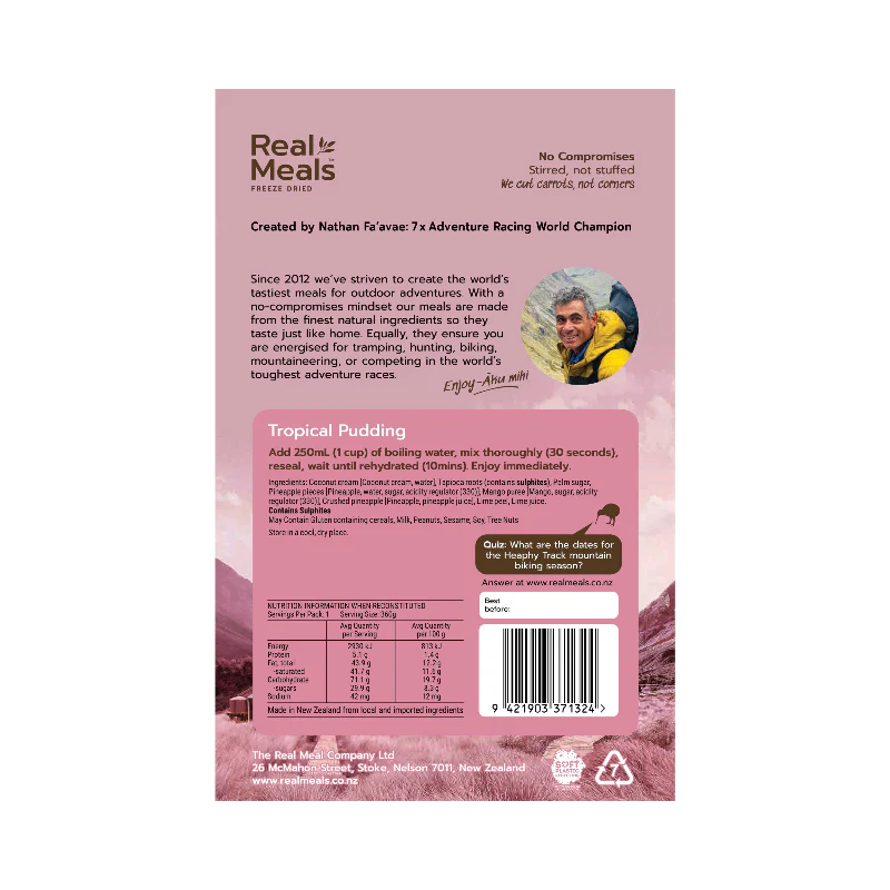 Real Meals Tropical Pudding Freeze Dried Meal - Image 2