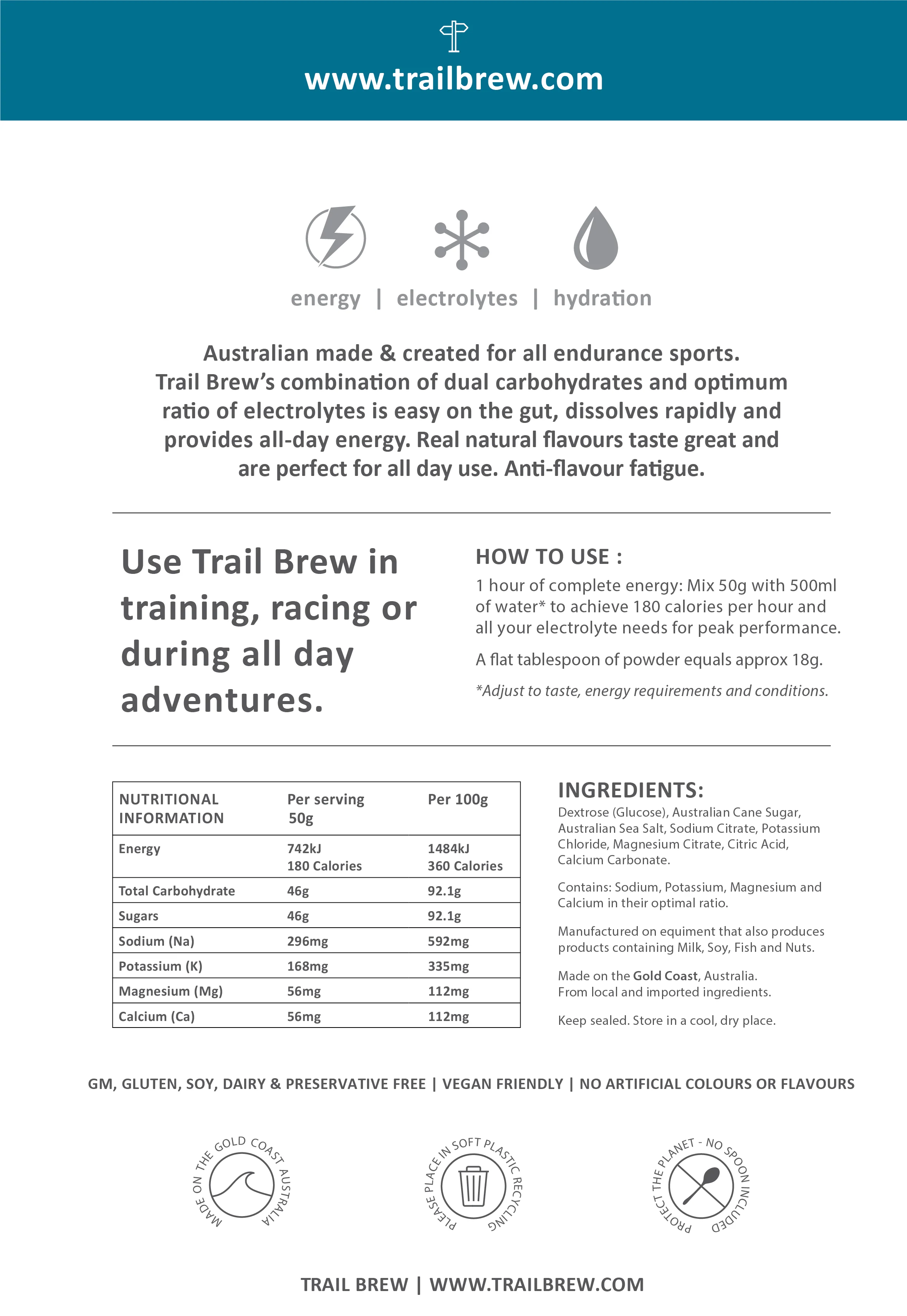 Trail Brew (1kg) Energy + Electrolytes - Image 5