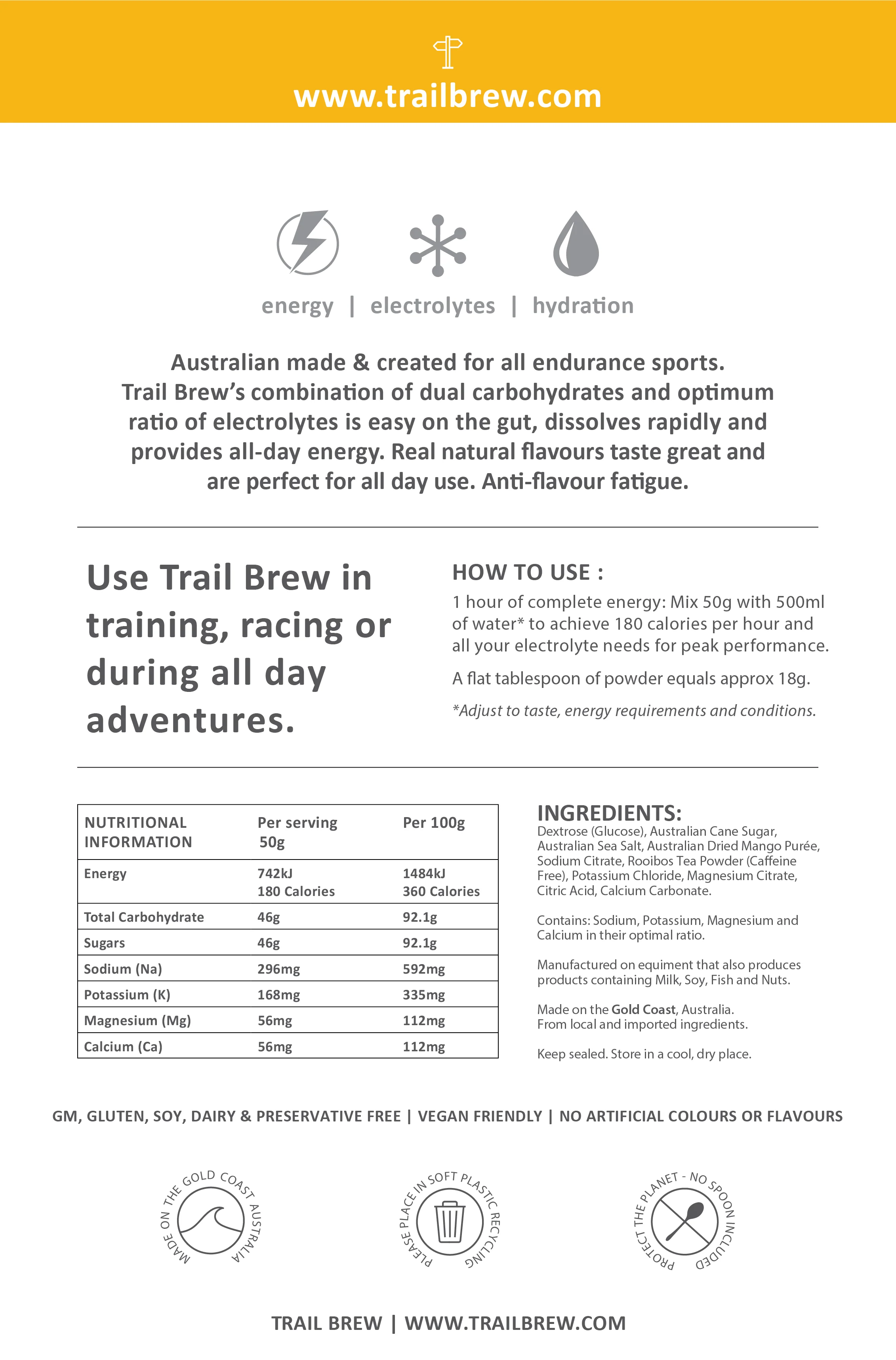Trail Brew (1kg) Energy + Electrolytes - Image 6