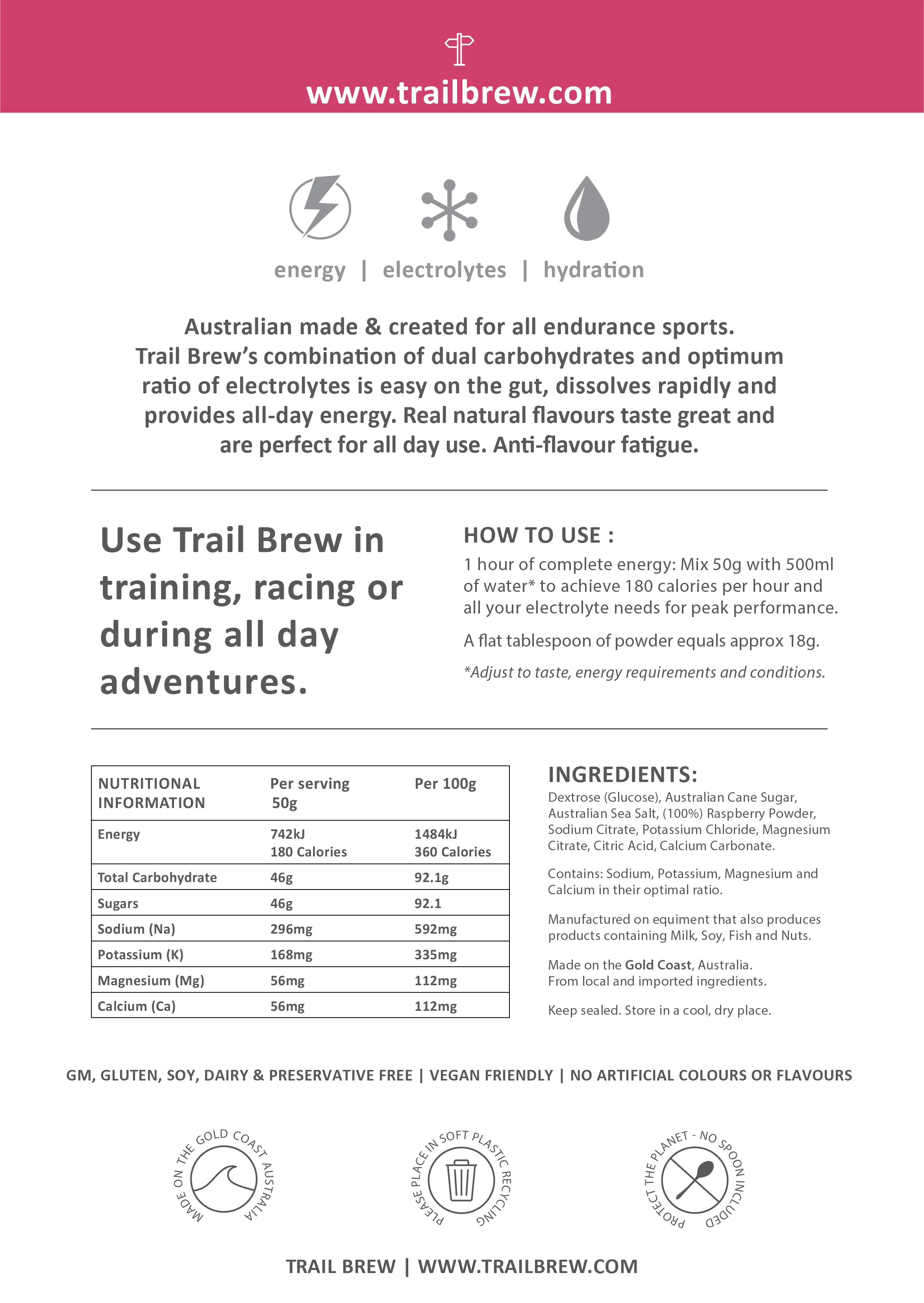 Trail Brew (1kg) Energy + Electrolytes - Image 7